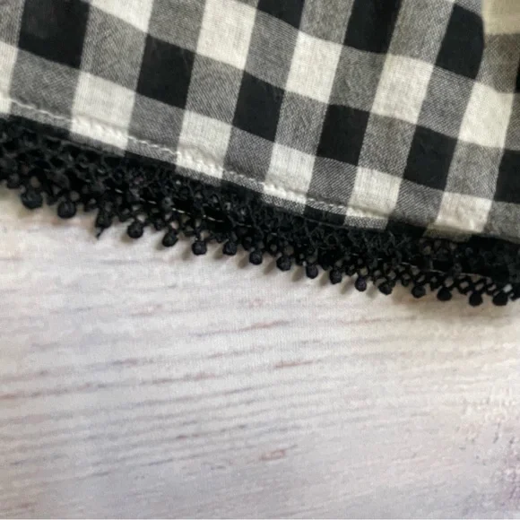 J Crew Gingham Blouse Size 10 Bell Sleeve Ruffles Cotton - Picture 7 of 16